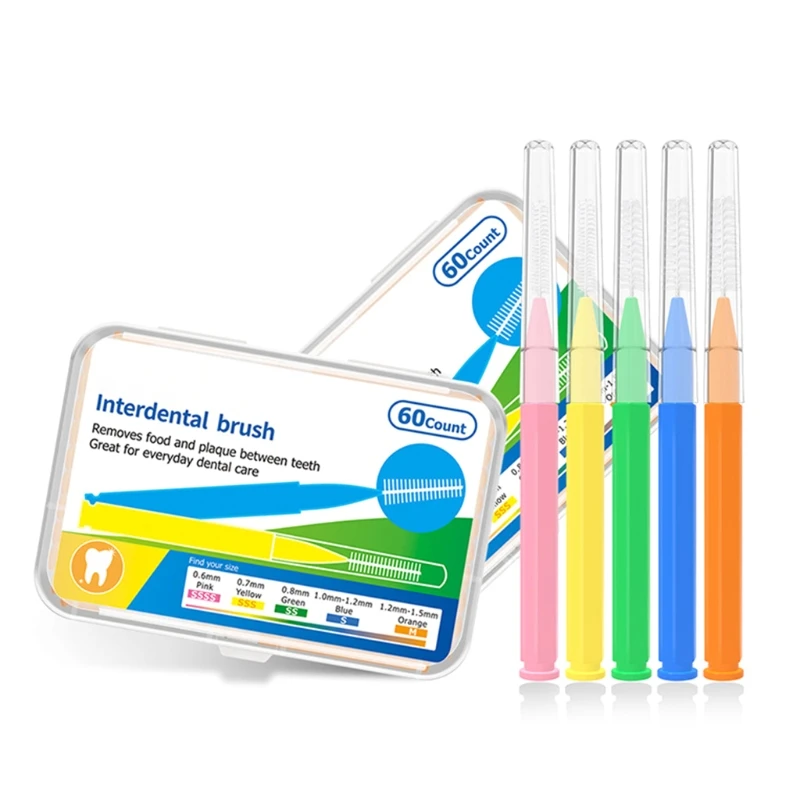 

60pcs/box 0.6-1.5mm Adults Interdental Brushes Clean Between Teeth Floss Brushes Toothpick Tooth Brush Dental Oral Care