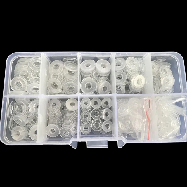 500PCS PVC Washers M3 M4 M5 M6 Hard Plastic Gasket Transparent Insulation Flat Paded For Screws Assortment Kits 6MM 8MM 10 12MM PVC Hard Washer