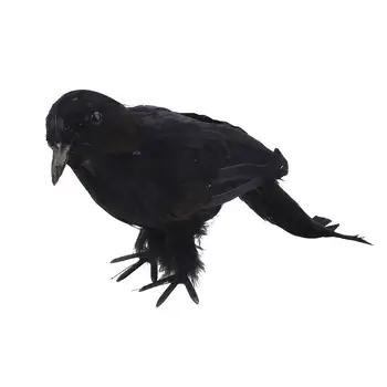 

Halloween Looking Birds Decor Black Scary Feathered Crows Life-like Party