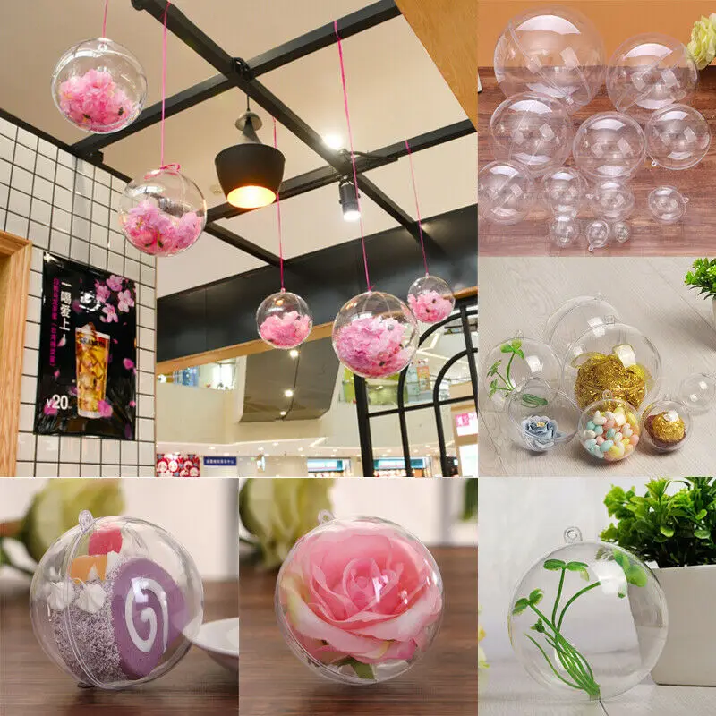 

Clear Baubles Ball Transparent Plastic Craft Ball Christmas Decoration Party