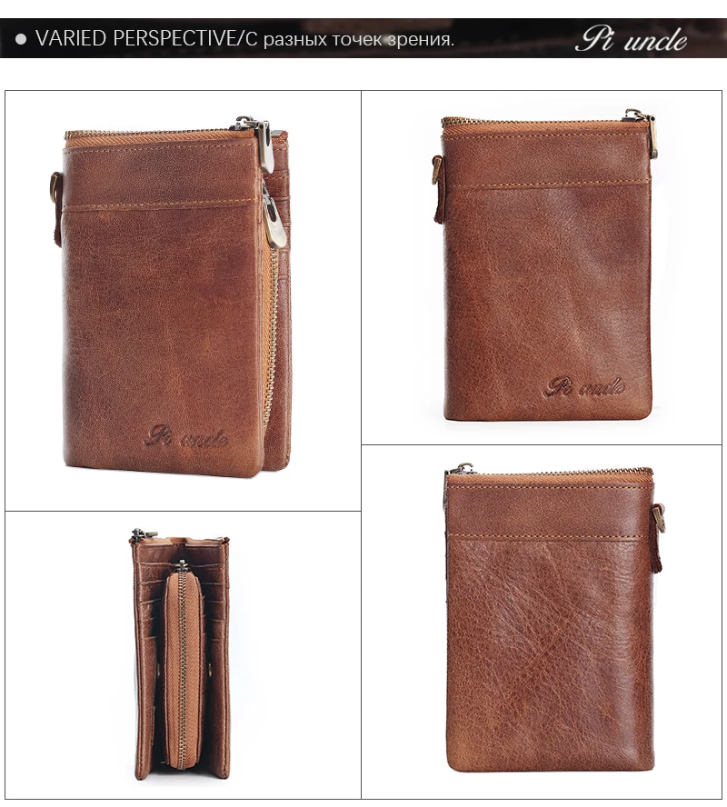 Genuine Leather Men Rfid Thin Wallet Men Card Holder Coin Short Purse Small Male Money Bag Quality Men Mini Case Clutch Bags New