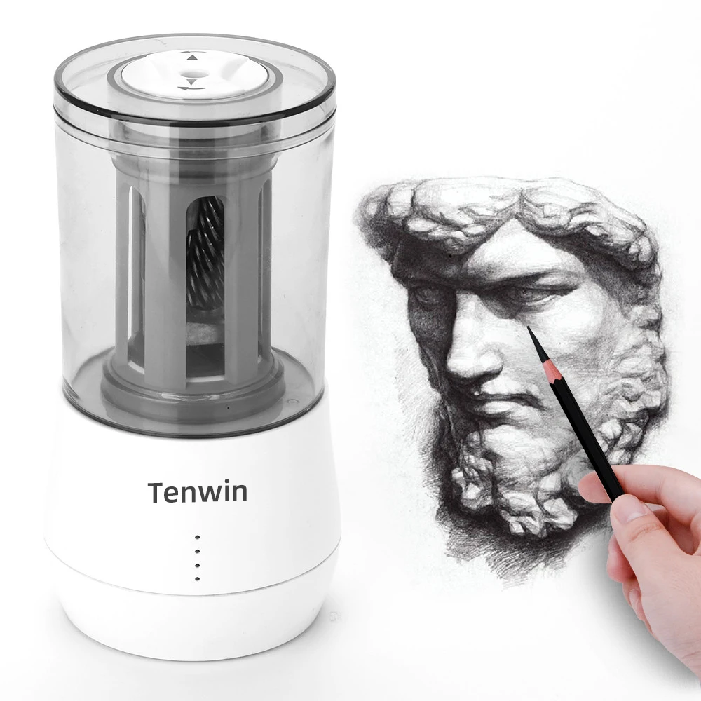 Белая автоматическая электронная точилка для карандашей Tenwin канцелярские