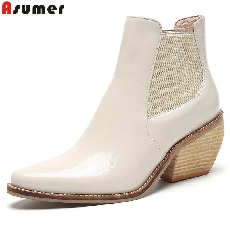 patent leather chelsea boots womens