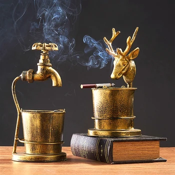 

Ashtray Iron Retro Metal Ashtray Home Decoration Accessories Bar Cafe Living Room Restaurant Desktop Decoration Ash Tray Holder