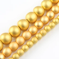 Rhodium Rose Gold Plated Hematite Beads - Premium Natural Stones for DIY Bracelet and Jewelry Making (Matte 18k gold)