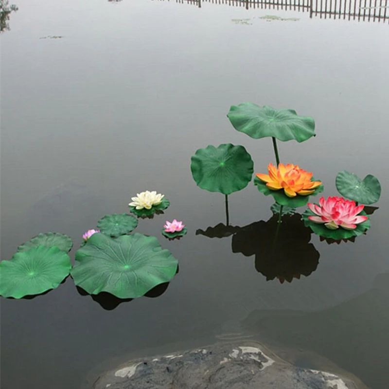 1 шт. Искусственный Поддельный лотос лист моделирования воды лилии лист плавающий цветок садовый бассейн, пруд растение орнамент украшения дома