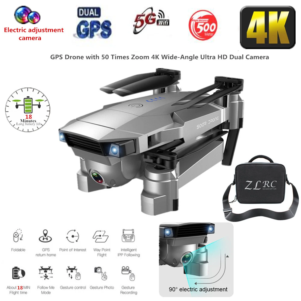 $75.72 Best Drone GPS 4K 16MP HD Camera 5G Follow me WIFI FPV RC Quadcopter Foldable Selfie Live Video Alt