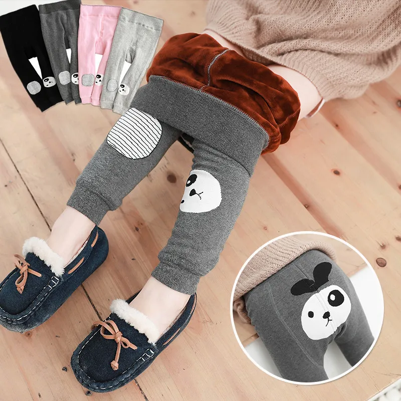 

Autumn And Winter Korean-style Cartoon Panda Brushed And Thick CHILDREN'S Leggings Lamb Wool Dual File Large Bottom Baby Warm-ke