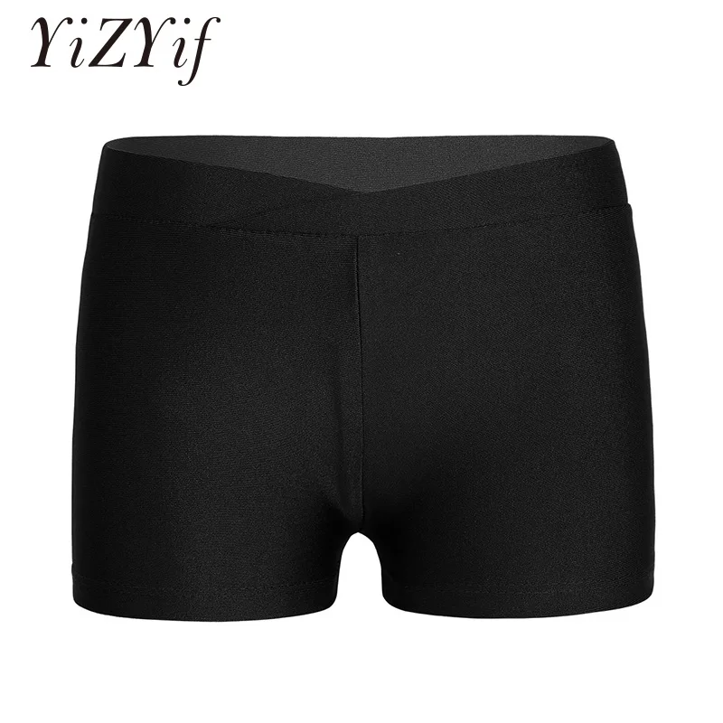 

Kids Girls V-front Waistband Shorts Bottoms for Sports Gymnastic Workout Ballet Dancewer Sports Fitness Workout Shorts Children