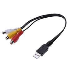 AABB-1Pc USB штекер в 3 гнездовая контакт-деталь Rca аудио конвертер видео Av A/V кабель USB к Rca кабель для Hdtv Tv телевизионный провод C