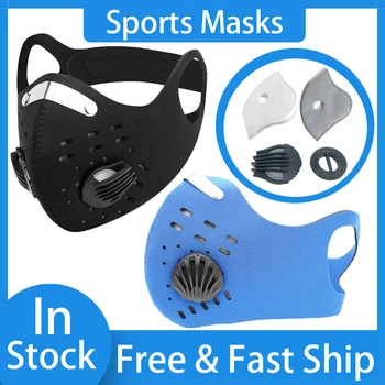 

Black/Blue PM2.5 Cycling Face Mask Breathable Sport Face Mask Protection Anti-fog Anti-splash Dust Mask Filter Gas Mask Respirat