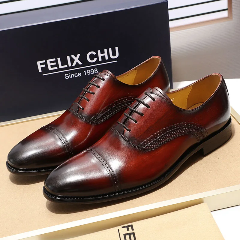 burgundy cap toe shoes