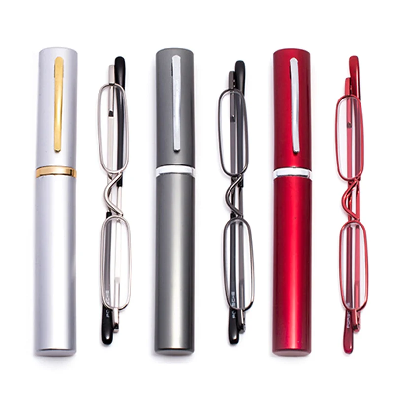 

Slim Reading Glasses Ultra Small Skinny Readers Glasses for Men Women Presbyopia Magnifying Portable with tube Case