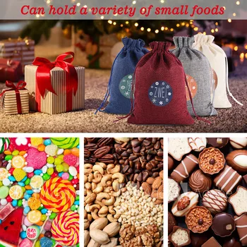 

1-24Pcs Solid Color Candy Bag Christmas Gift 2020 New Year Calendar Bundle Cotton Linen Bag Wholesale Decoración navideña