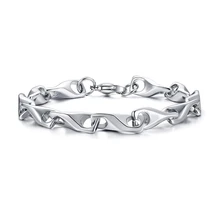 Серебряный заполненный витой звено цепи браслет из нержавеющей стали Wishbone дизайн Шарм для женщин мужчин ювелирные изделия