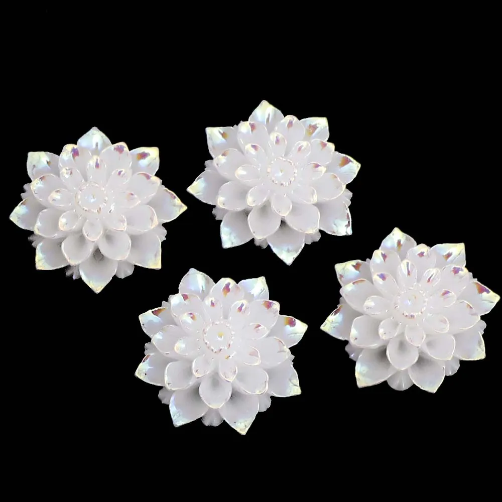 AB Color 20mm Resin Flower Flatback Resin Cabochon Decoration Crafts Accessories Wedding Buttons Craft Scrapbook 10pc