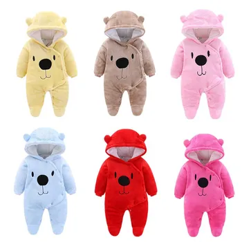 

HYLKIDHUOSE Infant Newborn Rompers Autumn Winter Baby Girls Boys Rompers Coral Fleece Children Outdoor Coats