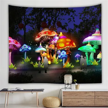 

Bohemian Home Decor Wall Tapestry Hanging Huge Mushroom House Fairyland Psychedelic Tapestry