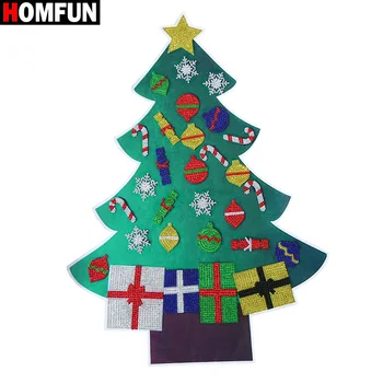 

HOMFUN 5D DIY Diamond Painting Christmas Tree New Year Gift Kid Toy Artificial Tree Wall Window Sticker Christmas Home Decor