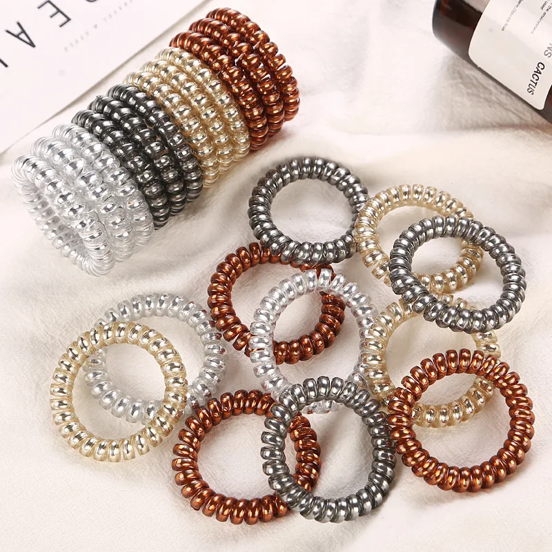 

5PCS/lot New Fashion Women Telephone Wire Hair Bands Rubber Band Hair Accessories for Women Ponytail Holder Hair Rope Hairbands