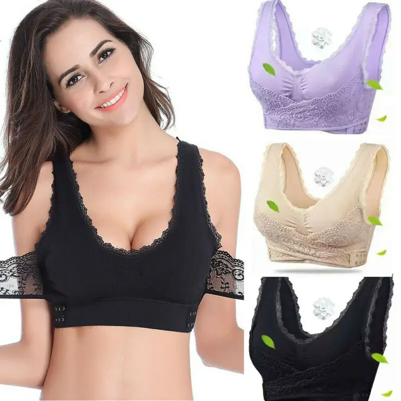 

2019 Women Sexy Sport Fitness Vest Lace Seamless Bra Cross Side Buckle Wireless Padded Cross Top Posture Corrector Lift Up Bra