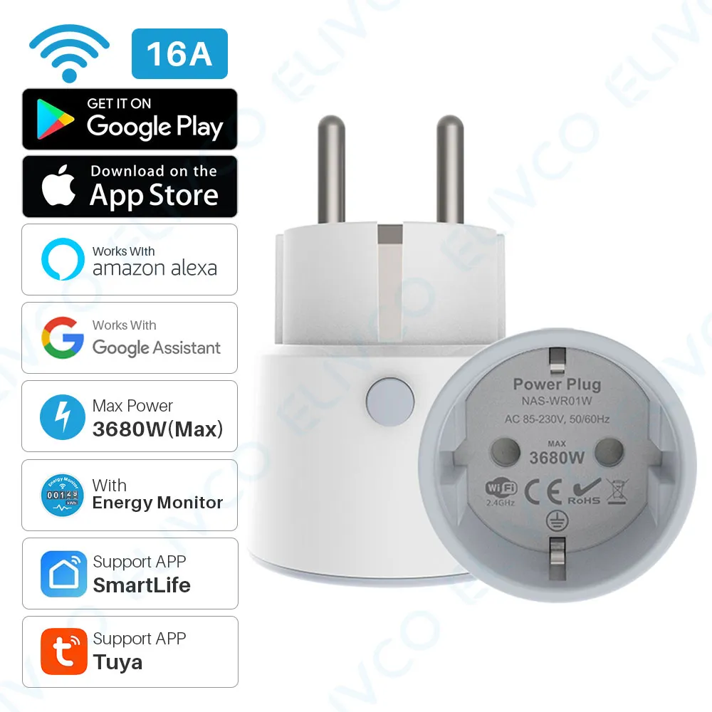 JUNLIT Dual Smart Plug, 15A WiFi Outlet Extender, Smartlife App Control,  Schedule Timer Function, 2-in-1 Compatible with Alexa, Google Home  Assistant