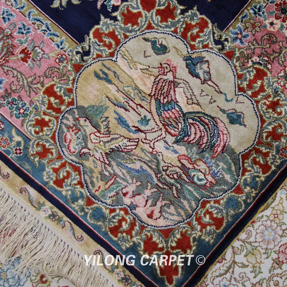 YILONG 4'x3' Handknotted Шелковый гобелен интерьер ручной работы цветочный ковер-Гобелен(ZQG302A