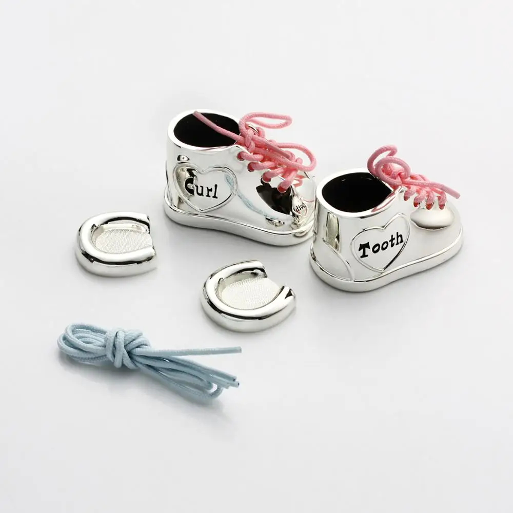 Silver Baby First Tooth and Curl Hair Keepsake Box Milk Teeth Storage Box for Boys and Girls Kids Birthday Present