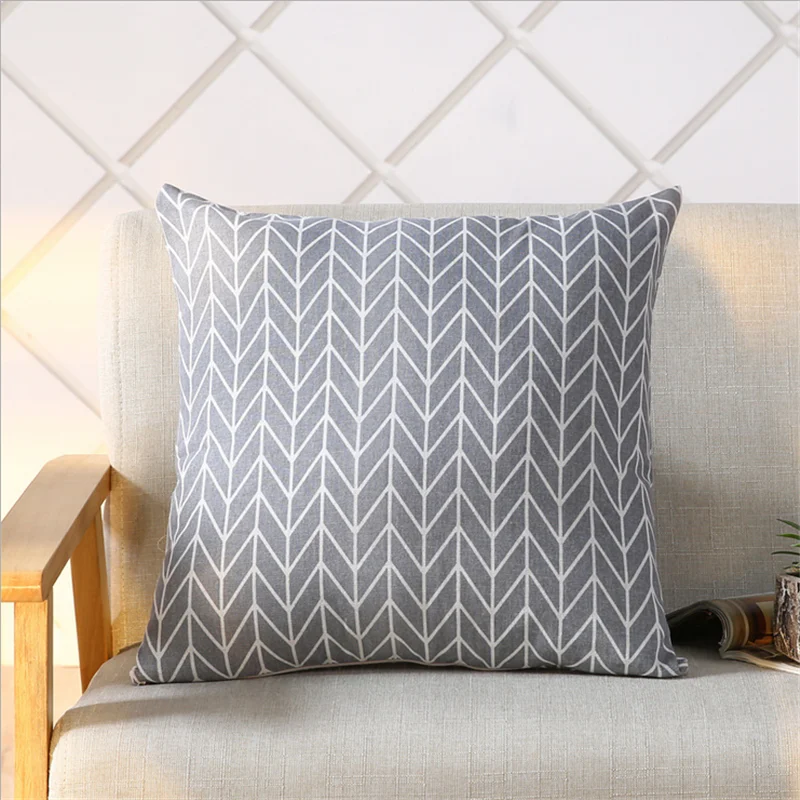 Customized Pillow DIY Printed Flannel Linen Cushion Pillow Stripe Lattice Square Home Decoration