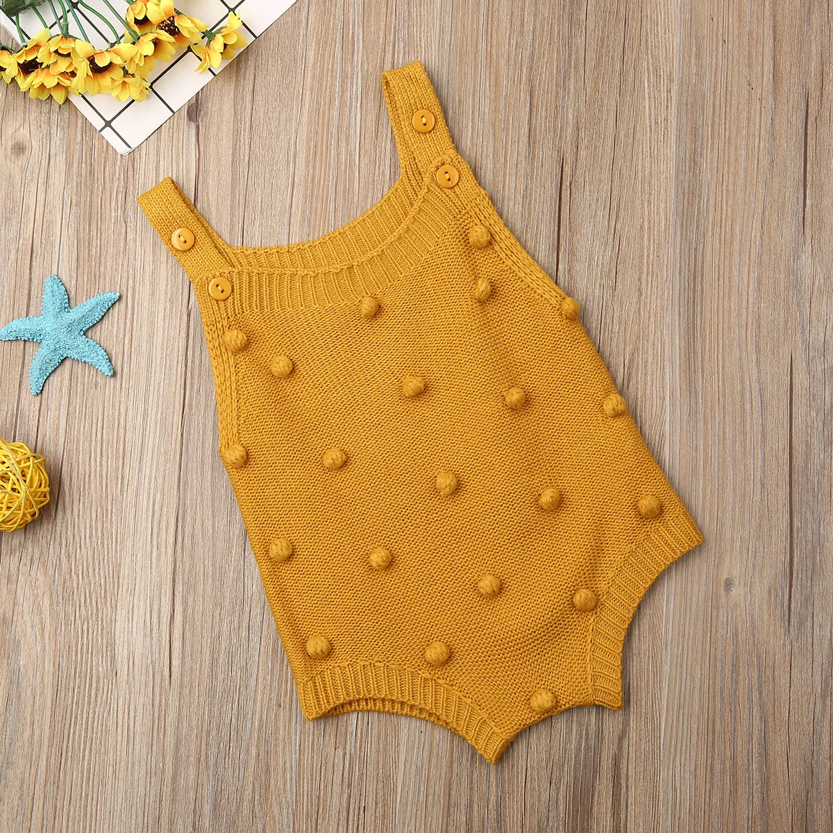 Newborn Baby Knitted Rompers Little Balls Summer Girl ​Sleeveless ​Jumpsuit ​Clothes Ruffle One-piece Romper Outfit 0-18 Months