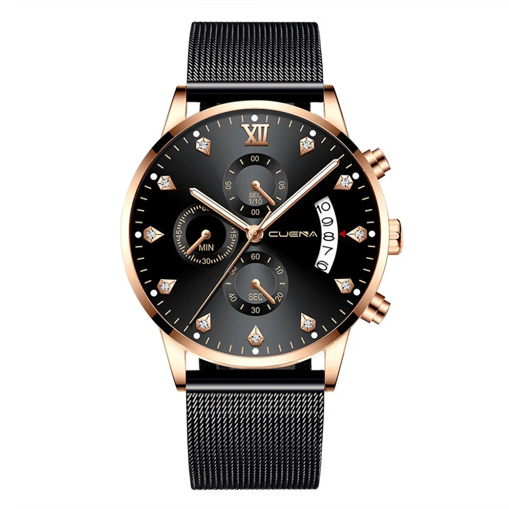 

Hot Men's Fashion Creative Fake Three-Eyed Mesh Belt Quartz Watch Students Watch Wrist Watch