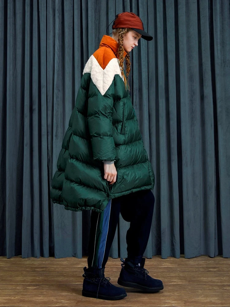 

[11.11] 2019 Winter New Collection stand collar a line thick long warm white duck down jacket coat women