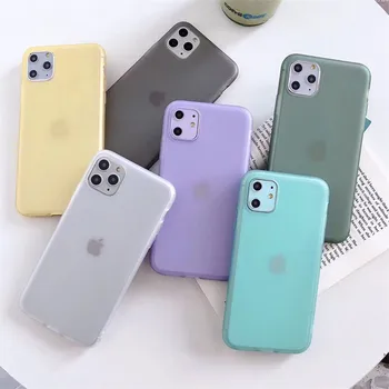 

Transparent Candy Color Solid Matte Phone Case For iPhone 7 8 6 6s Plus 11 Pro Max X XR XS Max Soft TPU Silicone Back Cover Case