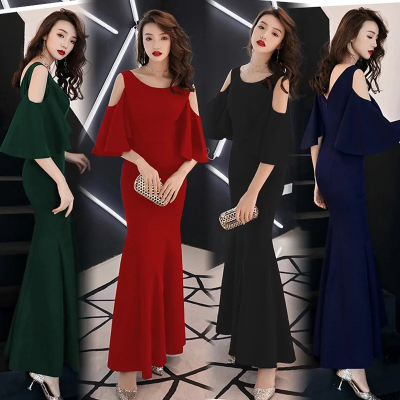

Elegant Evening Gown Women's 2019 Spring New Style Nobility Elegant Fishtail-Slim Fit Explicit Thin Long Dinner Dress