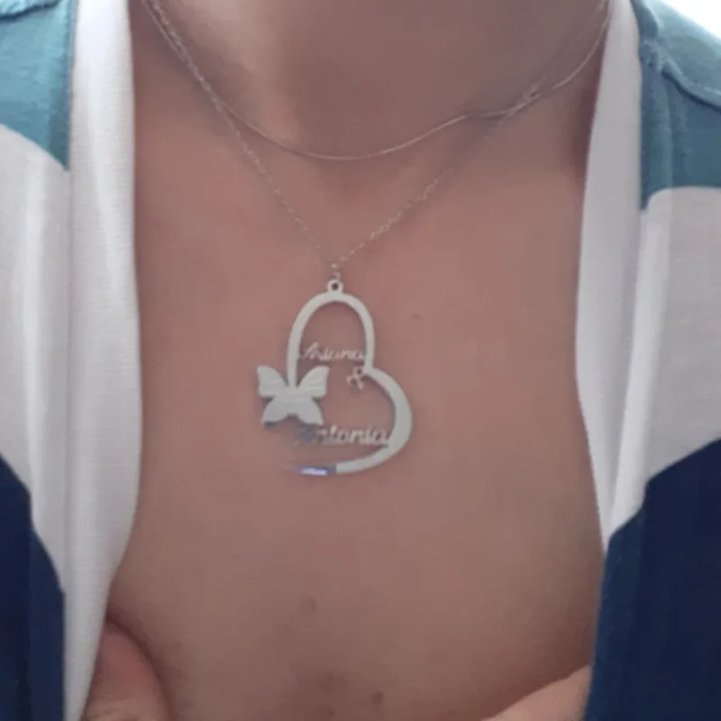 Handmade Stainless Steel Butterfly Heart Pendants Custom Name Necklaces Women Men Personalized Letter Gold Choker Necklace Gift - Image 5