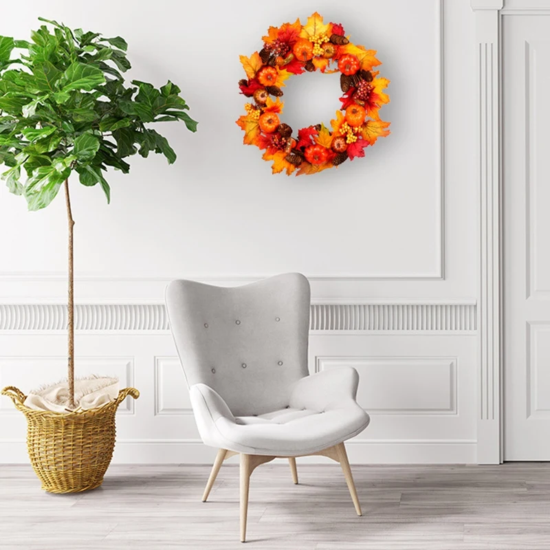 ELEG-45Cm, тыква, венок, передняя дверь, гирлянда, настенное окно, жуткий, Хэллоуин, Рождество, домашний декор, День благодарения, праздничный Декор
