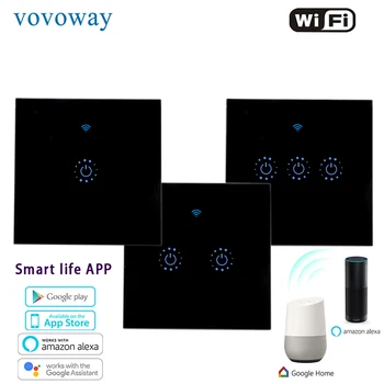 

WIFI smart touch switch APP control support Google Home voice control EU standard single line control 1/2/3gang light switch