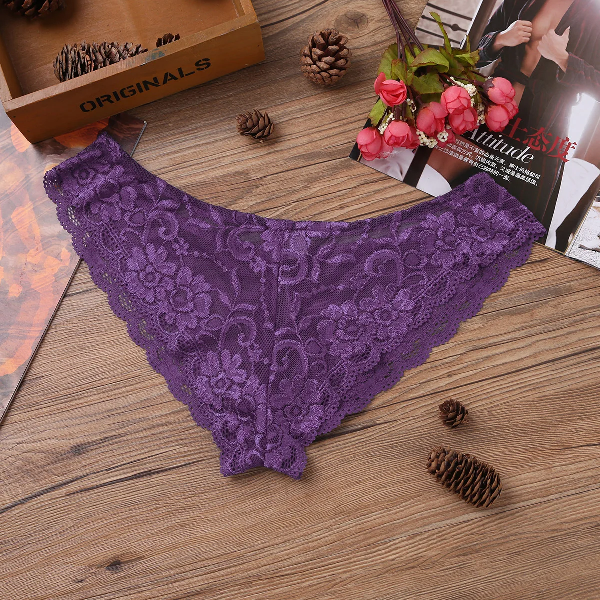 Men's Floral Lace Sheer See-Through Lingerie