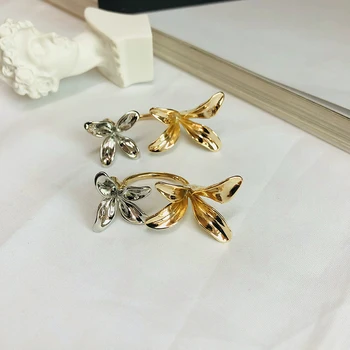 

Peri'sBox Gold Silver Color Double Flower Earrings Orchid Linked Stud Earrings for Women Statement Earrings 2020 Trendy Jewelry