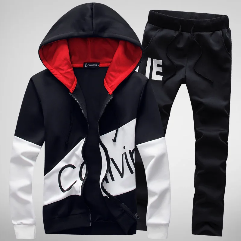 

Men Hot Selling Spring New Style Cardigan Hoodie Set Men's Korean-style Slim Fit Lettered Modified Sports Set