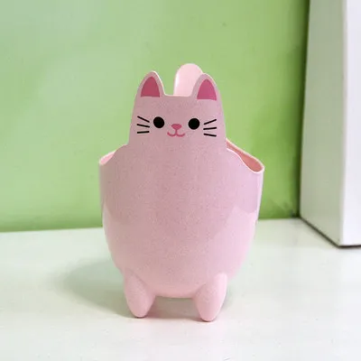 pink cat Милый Кот, утолщенное ведро для хранения мелочей, канцелярские товары, маленькие предметы, мультяшное хранилище, Настольная мусорная корзина, маленькая креативная мебель - Цвет: pink cat