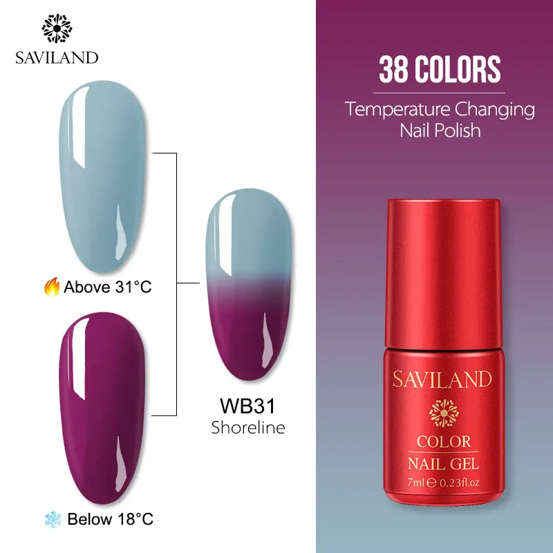 7ml WB31 SAVILAND Хамелеон Гель-лак для ногтей изменение температуры цвета блеск Гибридный гель УФ Гель-лак Vernis полуперманентный дизайн ногтей - Цвет: 7ml WB31