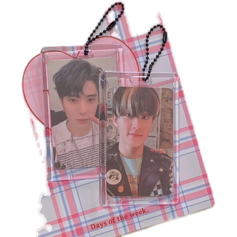 1Pc Transparent Acrylic 3 Inch Photo ID Protective Cover Card Book Capacity Cards Clip Ticket Collection Pendant Shell