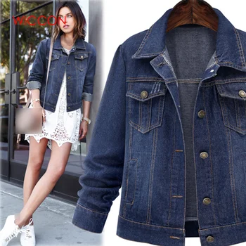 

Large Size 5XL Autumn Winter Women Denim Jacket Long Sleeve Short Denim Coat For Women Jeans Jacket Plus Size Outwear