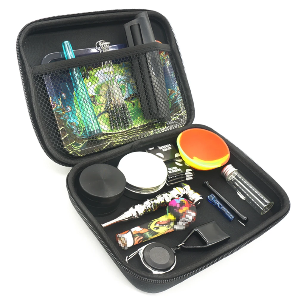 1Set Smoking Pipe Grinder With Silicone Bowl Rolling Paper Tray Tube Lighter Leash Storage Box Snuff Smoke Cigarette Accessories | Дом и сад