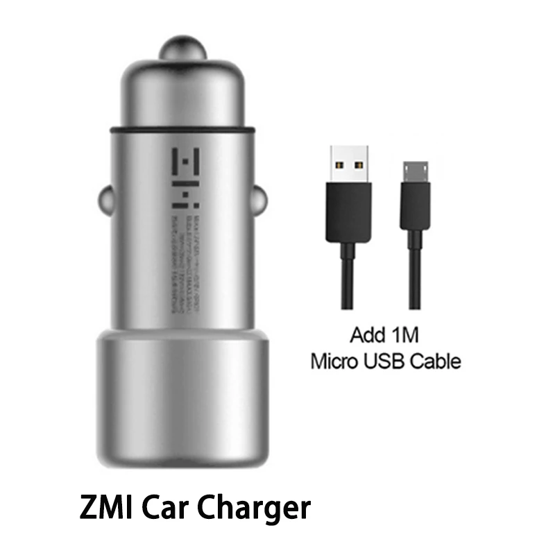 Крепление для спортивной камеры Xiao mi автомобиля Зарядное устройство QC 3,0 Dual USB быстрое зарядное устройство 5 V/3A 9В/2A mi автомобиля-Зарядное устройство для Android iOS iPhone samsung huawei - Тип штекера: ZMI micro cable