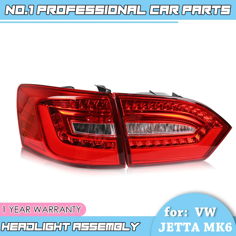 car accessories For Volkswagen Jetta MK6 2011-2014 Taillights LED Tail Light Rear Lamp DRL+Brake+Reversing+Signal Back | Автомобили и