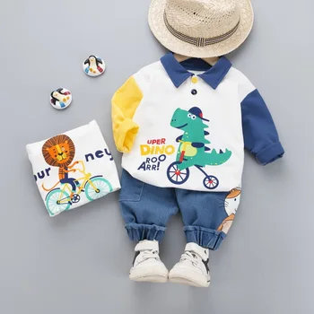 

Spring Autumn Children Cotton Clothes Baby Boys Girls Cartoon T-Shirt Jeans 2pcs/Sets Toddler Fashion Clothing Kids Tracksuits