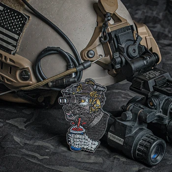 

Wolf Drinking A Drink Embroidered Patch Mechanical Helmet Slush Wolf Tactical Outdoor Sticker For Clothes Bag Vest Novel Patches