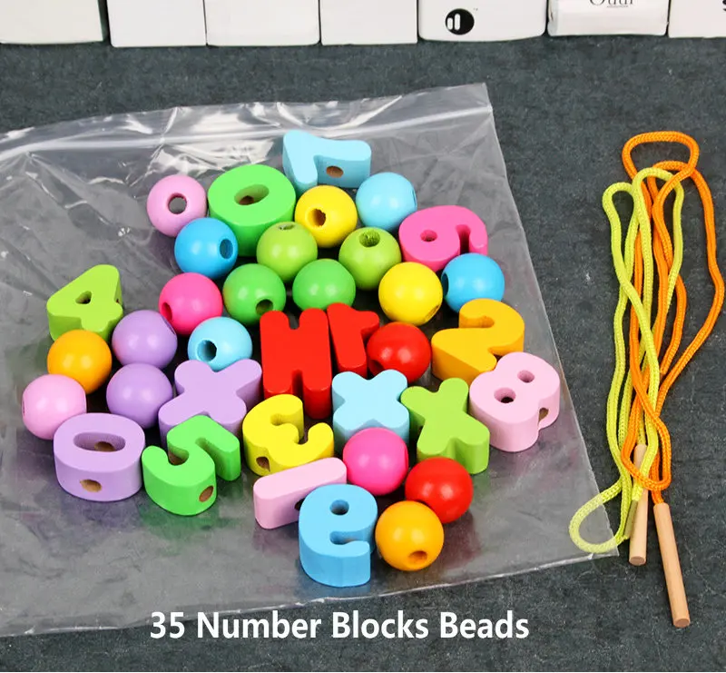 31pcs 41pcs 51 Number and Letter Blocks Beads 3 styles Children s Jewelery Making Utilities wood 2